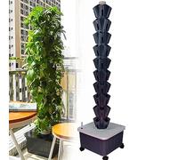 IXMLDAXD Fiori idrici, Torre da Giardino idroponica, Sistema di Coltivazione Verticale, Kit idroponico for Giardinaggio Interno ed Esterno, lattuga Erbe aromatiche(Grey,10floors)