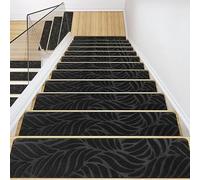 IXMLDAXD Le Scale, 15 tappeti di Sicurezza Antiscivolo con Protezione Adesiva Riutilizzabile for gradini da 8"x30" for Bambini, Anziani e Cani(H Black)