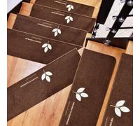 IXMLDAXD Le Scale, Set di 15 tappetini autoadesivi for Scale, Antiscivolo for Sicurezza for Interni(Brown a,70 * 22 * 4.5cm)