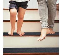 IXMLDAXD Le Scale, Set di 15 tappetini autoadesivi for Scale, Spessore 30 mm, Lavabili in Lavatrice, Antiscivolo, Morbidi tappeti a Pelo Lungo(Black)