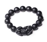 IXMLDAXD Naturale Nero Ossidiana Opaco PiXiu Braccialetto di Perline Brave Troops Sei Parole Mantra Braccialetto di Perline Braccialetti Fai da Te for Gli Uomini Gioielli Delle Donne