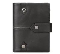 IXMLDAXD Portafogli in pelle da uomo, sottile, portamonete e tasca con cerniera, porta carte di credito, vera(Black)