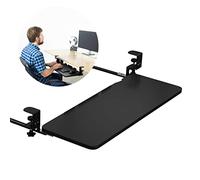 IXMLDAXD tastiera, Estensione for scrivania regolabile in altezza, vassoio for tastiera in legno a 4 colori, ripiano scorrevole for sotto la, a morsetto(Black,650 * 250 mm (26 * 10 Inch))
