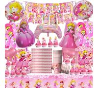 IXOKEV Princess Stoviglie Party per 20 Bambini, 145PCS Deco Compleanno Principessa, Princess Topper per Torta Compleanno Palloncino Princess, Decorazione Torta Piatti Asciugamani Di Carta Tovaglie
