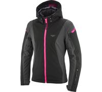 Ixon Burning Giacca tessile moto da donna, nero-grigio-rosa, taglia XL per donne