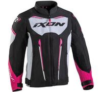 Ixon Striker Air L Giacca tessile per moto per bambini, nero-bianco-rosa, taglia 12 anni