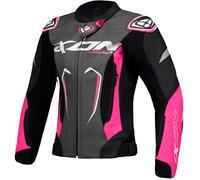 IXON Giacca moto donna Vortex 3 in pelle nero-rosa-bianco Taglia L