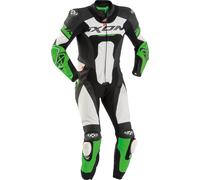 Ixon Jackal Abito monopezza in pelle moto, nero/bianco/verde, Taglia L