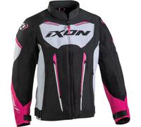 Ixon Striker Air L Giacca tessile per moto per bambini, nero-bianco-rosa, taglia 12 anni
