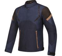 Ixon Striker Retro Giacca tessile da moto impermeabile, nero-blu-marrone, taglia S