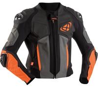 Ixon Vendetta Evo Giacca in pelle per moto, nero/grigio/arancione, Taglia M
