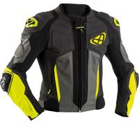 Ixon Vendetta Evo Giacca in pelle per moto, nero/grigio/giallo, Taglia S