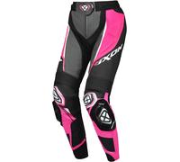 Pantaloni moto in pelle da donna IXON Vortex 3 nero-rosa-bianco S