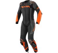Ixon Vortex 3 Tuta in pelle da moto 1 pezzo, nero-grigio-arancione, taglia S per maschi