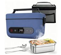 IXPIUZB Cordless Electric Lunch Box for Adults 1.2L, 12000mah Rechargeable Lunch Box Warmer Portable Food Warmer with Timer & Adjustable Heating with Insulated Bag for Office Car Outdoor (Blu nero)