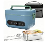 IXPIUZB Cordless Electric Lunch Box for Adults 1.2L, 12000mah Rechargeable Lunch Box Warmer Portable Food Warmer with Timer & Adjustable Heating with Insulated Bag for Office Car Outdoor (Blu verde)