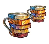 IXPIUZB Tazze da caffè per gli amanti dei libri 3D, dipinte a mano, da 325 ml, a forma di libro, aggiungono un meraviglioso tocco letterario alla tua bevanda, regalo per gli amici