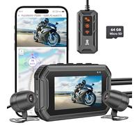 IXROAD Dash Cam Moto, 1080P WDR Telecamera Anteriore e Posteriore, Dashcam Impermeabile con WiFi, GPS, Modalità Parcheggio, Telecomando Cablato, Schermo da 3", Scheda TF da 64 GB