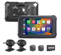 IXROAD Dash Cam Moto con CarPlay e Android Auto, 1080P Telecamera Moto Anteriore e Posteriore, Schermo Tattile da 5" con GPS, TPMS, Navigatore, Scheda TF da 64 GB
