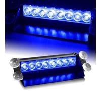 IXRPVJM Luce stroboscopica universale for auto a 8 LED, lampeggiante, for parabrezza, lampeggiante, luce di segnalazione, luci di emergenza della polizia, rosso e blu, 12 V(All Blue)
