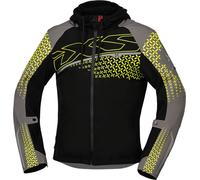 IXS Rapid-STX 1.0 impermeabile Giacca tessile moto, nero/grigio/giallo, Taglia XS