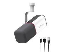 IXTECH - Microfono dinamico cardioide con copertura per microfono, microfono USB XLR vocale per podcasting, streaming, registrazione, gaming e doppiaggio (bianco)
