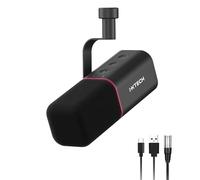 IXTECH Microfono dinamico cardioide con copertura per microfono, microfono vocale USB XLR per podcasting, streaming, registrazione, gioco e voice-over (nero)