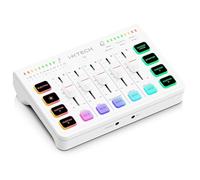 IXTECH Mixer audio da gioco a 4 canali, interfaccia audio streaming RGB PC con supporto microfono XLR, equalizzatore audio per giochi, podcast, streaming, karaoke, controlli del volume individuali