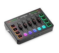 IXTECH Mixer audio da gioco a 4 canali, interfaccia audio streaming RGB PC con supporto microfono XLR, equalizzatore audio per giochi, podcast, streaming, karaoke, controlli del volume individuali