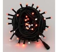 IXTRIMA Catena Luminosa 100 LED, 10Mt, Luce Rosso, Cavo Nero, IP65, Prolungabile, Effetto Flash Bianco, ghirlanda nataliza, negozi, balcone
