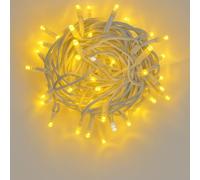 IXTRIMA Catena Luminosa 300 LED, 30Mt, Luce Giallo, Cavo Bianco, IP65, Prolungabile, Effetto Flash, ghirlanda nataliza, negozi, balcone natale