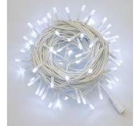 IXTRIMA Catena Luminosa LED, catenaria 10 Metri da esterno, 100 Luci, IP65 Impermeabile e Prolungabile con Effetto Flash, per Natale, Negozi, Balcone (Luce bianca - Flash totale, Cavo bianco)