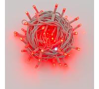 IXTRIMA Catena Luminosa LED, catenaria 10 Metri da esterno, 100 Luci, IP65 Impermeabile e Prolungabile con Effetto Flash, per Natale, Negozi, Balcone (Luce rossa - flash, Cavo bianco)