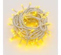 IXTRIMA Catena Luminosa LED, catenaria 10 Metri da esterno, 100 Luci, IP65 Impermeabile e Prolungabile con Effetto Flash, per Natale, Negozi, Balcone (Luce Oro - flash, Cavo bianco)