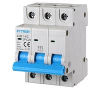 Ixtrima Interruttore Magnetotermico tripolare, 3 Poli, 380V, 6KA, Ampere 6A 10A 16A 20A 25A 32A 40A 50A 63A (C25-25A)