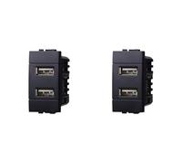 IXTRIMA Modulo Presa Caricatore DOPPIO USB 5V 2.1A - 2 Porte USB-A Colore nero Compatibile Con Bticino Living Light/INTERNATIONAL 2PZ