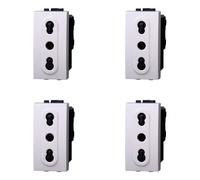 IXTRIMA Presa Bipasso 2P+T 10/16A 250V, Compatibile con Bticino Living Light, Set da 4 Pezzi, Bianco