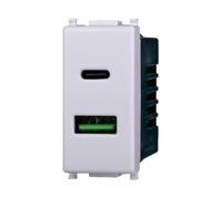 IXTRIMA - Presa Caricatore Type-A e Type-C Compatibili Vimar Plana Colore Bianco - Moduli Singoli da Incasso, kit da 1 e 4 pezzi (1, USB-A/USB-C)