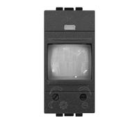 IXTRIMA Sensore di movimento crepuscolare 1 modulo per luci, PIR da incasso compatibile BTicino Living, colore nero