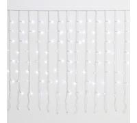 IXTRIMA Tenda Luminosa 200 LED, 5Mt, Luce Bianca, Cavo Bianco, IP65, Prolungabile, Effetto Flash Bianco, Con fili uniformi da 50 cm, ghirlanda nataliza, negozi, balcone natale
