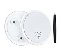 IYADIVA Specchietto ingranditore 30x, con ventosa per ingrandimento specchio per trucco, 30x specchio ingranditore da viaggio, bastone su specchio da doccia per spiumare sopracciglia da 6 pollici