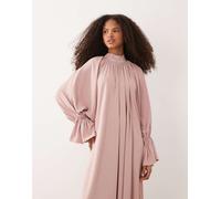 IYAL - Vestito lungo accollato lilla con polsini sulle maniche-Viola M