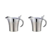Iyalezirk 2 x salsiera in porcellana in acciaio per salsa caraffa termica per latte con coperchio caraffa per salsa, salsiera con manico, brocca per salsa