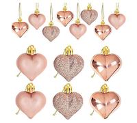 Iyalezirk 24Pcs Ornamenti Un Forma di Cuore di San- nel Rosa Ornamenti di Palline Un Forma di Cuore per Decorazioni Appese All'Albero di Casa