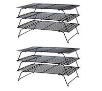 Iyalezirk 2X Scaffale di Raffreddamento Impilabile A 3 Strati Biscotto per Biscotti in Metallo Biscotti per Pane Pane Scaffale Supporto per Tappetino Netto Raffreddatore A Secco