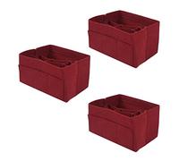 Iyalezirk 3 x Borsa interna in tessuto di feltro da adatta a borsa di inserimento multi-tasche cosmetiche stoccaggio e personale organizzatore di appartenenze rosso