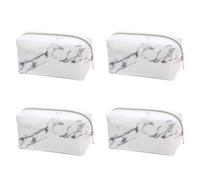 Iyalezirk 4 x Astuccio per il trucco con astuccio per matite in marmo con cerniera per ragazze adolescenti, &