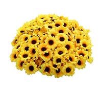 Iyalezirk 50 Pezzi Teste di Girasole Artificiali nel Tessuto Teste di Girasole Finte per La Decorazione di Nozze Bouquet da Sposa DIY
