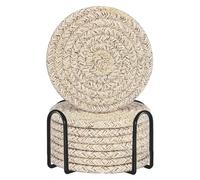 Iyalezirk Bevanda con Supporto in Tessuto di Cotone Assorbente per Bevande Set di Decorazioni per la Casa Minimalista per Tovagliette Rotonde da Tavolo in Legno Facile da Installare