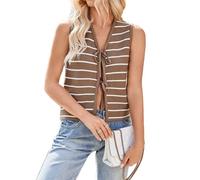 Iyalezirk Maglioni A Righe Maniche con Scollo A V e Nodo Frontale, alla Moda per L'Estate 2025 da, da Spiaggia S